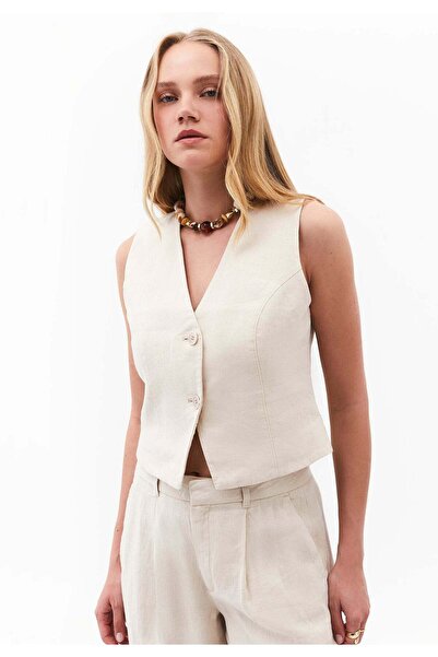 OXXO Buttoned V Neck Sleeveless Short Vest - ANCIENT SCROLL