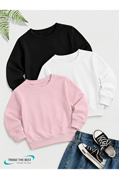 TREND THE BEST Trendin En İyisi Winter Unisex Black, Pink, White 3-Piece Swea...