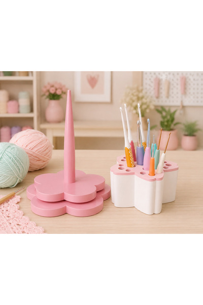 Mescolare Papatya İplik Standı & Sakura Tığlık 2’li Örgü Düzenleme Seti – Örg...