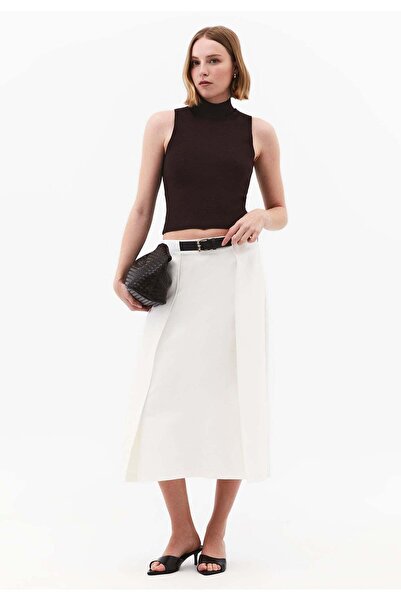 OXXO Pleated Long Skirt With Belt Detail - CLOUD DANCER
