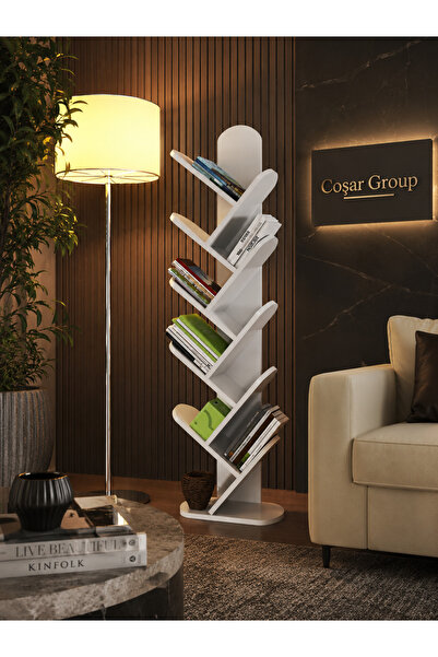 Cosargroup Kitaplık 10 Raflı Dekoratif Bölmeli Ev Ofis Çok Amaçlı-Modern Kitaplık 147 cm