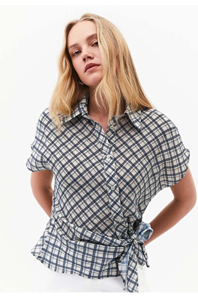 OXXO قميص كاروهات بياقة منسوجة وأكمام قصيرة - PLAID COMB