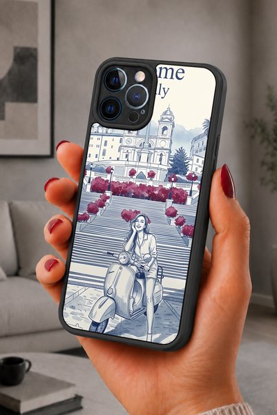 BGAKSESUAR iPhone 12 Pro Max Compatible Rome Pattern Shockproof Case with Cam...