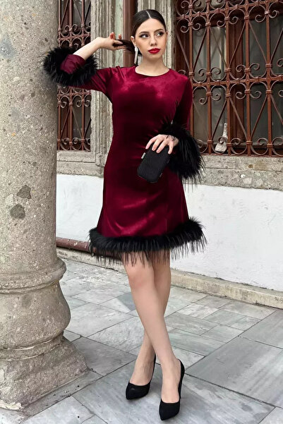 TOZLU Rochie mini evazată cu detalii din pene pentru femei