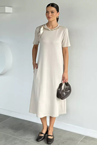 TOZLU Gülseli Women's Dress with Scarf Accessories