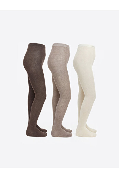 LC Waikiki Lcw Kids Beige Plain Girls' Pantyhose with Nevavm Difference