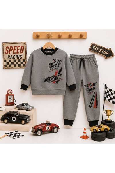 HOMEROSE ERKEK ÇOCUK ARABALI VINTAGE CAR EŞOFMAN TAKIMI