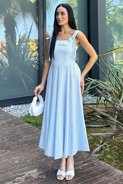 TOZLU Gülseli Shoulder Tie Patterned Dress