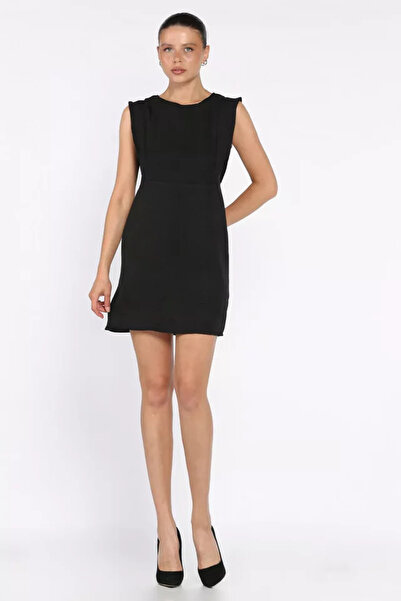 TOZLU Sleeveless Shoulder Ruffle Dress