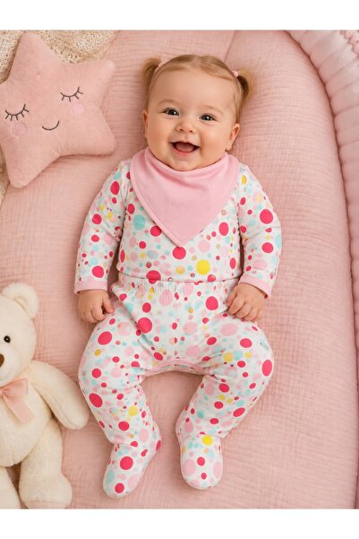 Lumos Trade Baby Girl 3-Piece Polka Dot Bodysuit Set Long Sleeve Top, Bottom ...