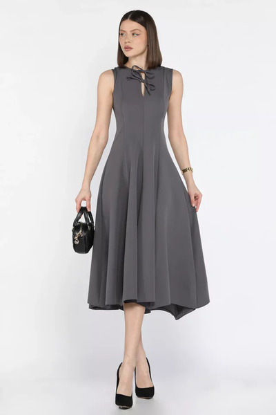 TOZLU Front Tie Zero Sleeve Dress