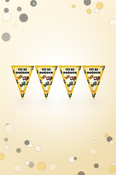 Işıltı Balon Dükkanı Construction Themed Triangle Pennant Happy Birthday Bann...