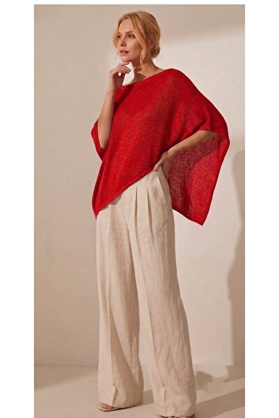 CebeTriko Silvery Summer Women's Asymmetric Transparent Knitwear Cape Shawl P...