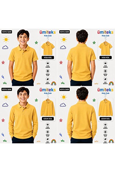 ümitteks iş ve okul kıyafetleri Unisex Children's Polo Collar T-Shirt 100% Co...