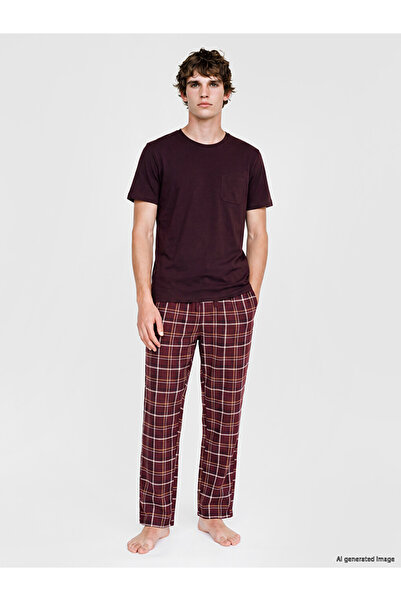 LC Waikiki I Standart Fit Checked Embroidered Men's Pajama Bottoms from Freez...