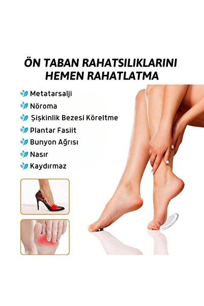 1 Çift, Stiletto, Kösele, Topuklu, Kundura İçi, Ayağı Öne Kaydırmaz, Metatarsal Destek Sağlayan, Toplanma Engelleyici, İç Silikon Ped, Yarım Jel Tabanlık
