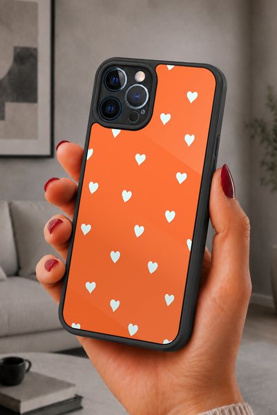 BGAKSESUAR iPhone 12 Pro Max Compatible Orange Patterned Shockproof Case with...