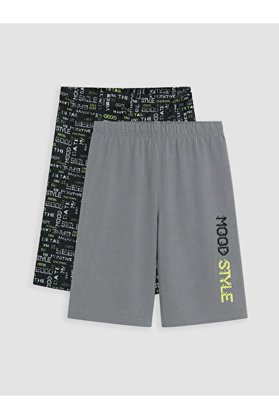 LC Waikiki Peak New Season Black Printed Boys' Pajama Shorts 2-Pack