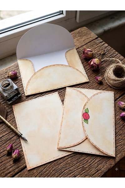 Rana İkra Art Rose Patterned Letter Envelope (25 Pieces)