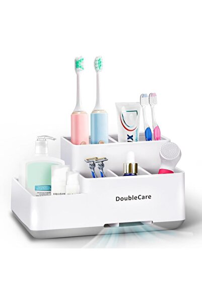 DoubleCare Toothbrush Holder, Bathroom Organizer, with 5 Multi-Functional Sto...