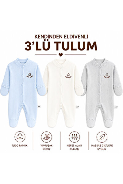 Tontiny Newborn Baby Romper with Gloves, Hospital Release, 100% Organic Cotto...