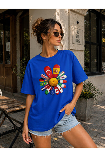ENB1R MODA Μπλουζάκι Unisex με στάμπα μισού μεγέθους TURKEY World Flags Πολύχ...