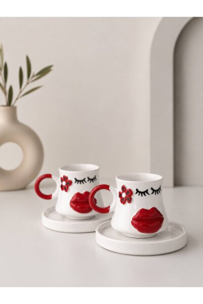 Si Sorti Ceramics Lady Kiss – El Yapımı 2’li Türk Kahvesi Fincan Takımı.
