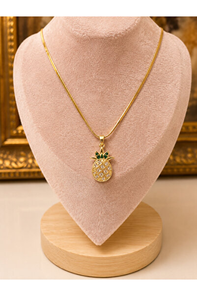 Gizemindünyası Gold Color 316L Steel Necklace with Pineapple Charm