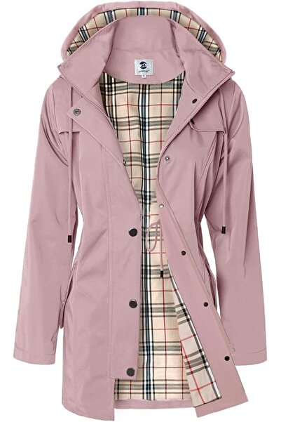 SaphiRose Savie Rose Women's Long Poncho Hooded Rain Coat Windproof Raincoat