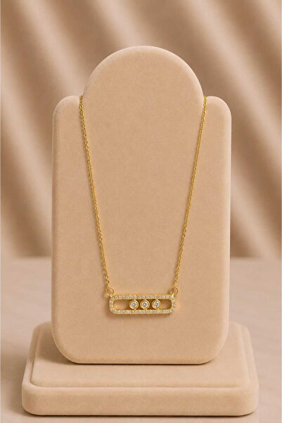 mdm style Three Stone Rectangular Frame Steel Necklace