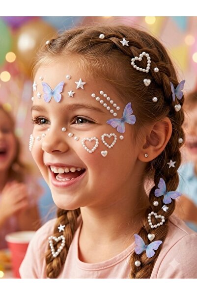 Toka Kutum Kids Store Beyaz Taş Detaylı Saç ve Yüz Taşı