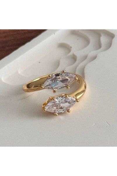 F&I FLORAL İSTANBUL Flat Stone Ring - Adjustable
