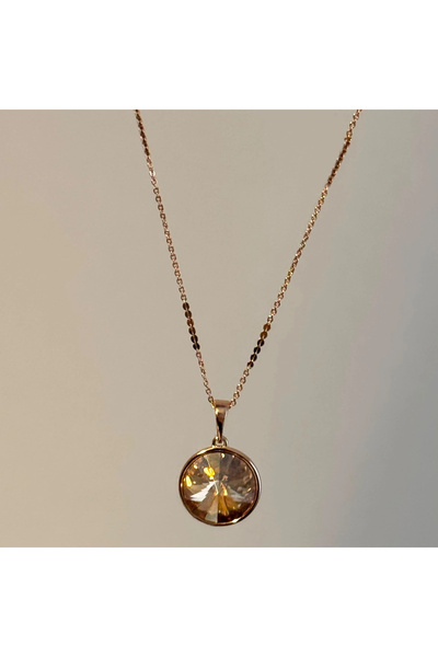F&I FLORAL İSTANBUL Amber Color Round Stone Necklace