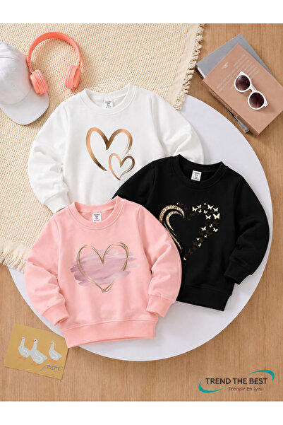 TREND THE BEST Trendin En İyisi Winter Unisex Black, Pink, White 3-Piece Swea...
