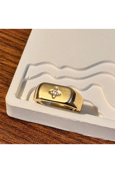 F&I FLORAL İSTANBUL Rectangular Tiny Stone Ring - Adjustable