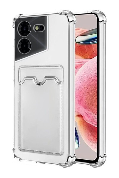 TEKNOMODA Tecno Pova 5 Kılıf Kartlıklı Anti Şok Korumalı Şeffaf Silikon (LH7n)
