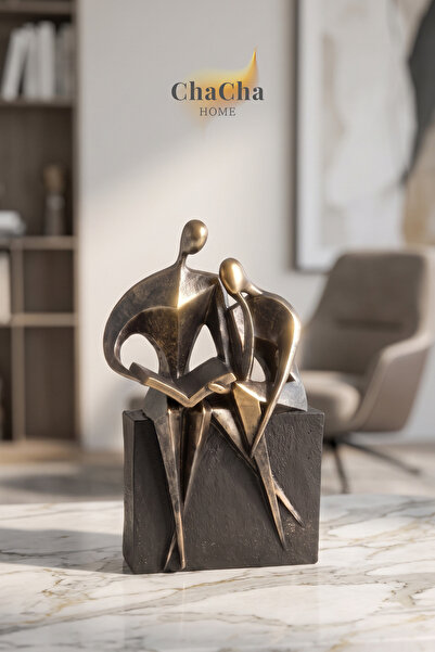 ChaCha Home Sonnet | Soyut Kitap Okuyan Çift Dekoratif Heykel - Modern Masaüs...