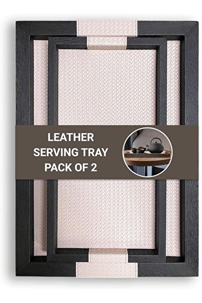 LeART Lert Leather Serving Tray - Serving Tray with Handles for Home, Office,...