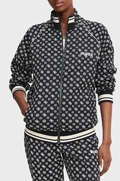 Guess Aggie Scuba Regular Fit Logo Printed Stand Collar Sweat V5Yq03Kb212 Wom...