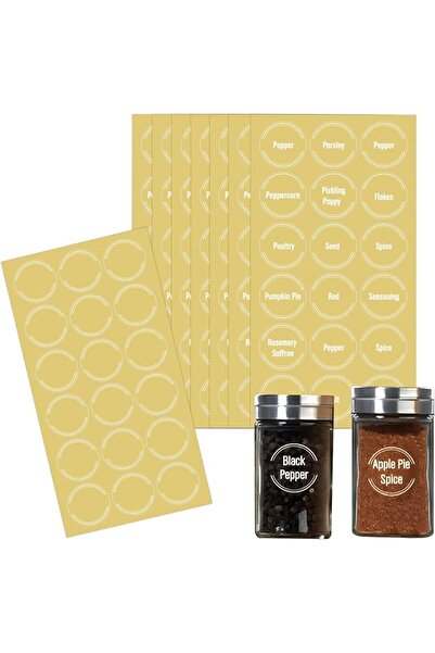 SYOSI Round Transparent White Pre-Printed Spice Label Sticker for Waterproof ...