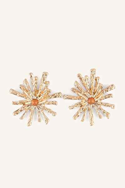 DeFacto Gold Color Sun Shape Earrings for Women I1591Axns