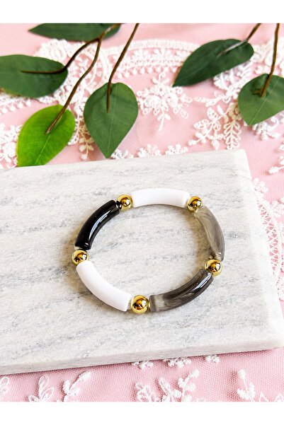FLAWSOME JEWELRY STORE Elastic Beaded Gold Detailed Bracelet Summer Accessory