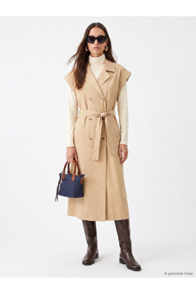 LC Waikiki Lcw Studio Jacket Collar Belted Dress
