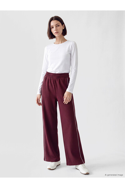 LC Waikiki Lcw Modest Plum Stripe Detailed Soft Touch Women's Sweatpants