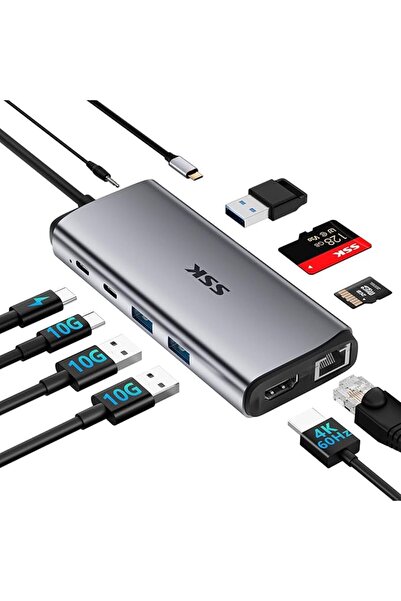 GENERAL Ssk Usb-C Hub for Laptop 10Gbps with Ethernet HDMI 4K 60Hz |   10Gbps...