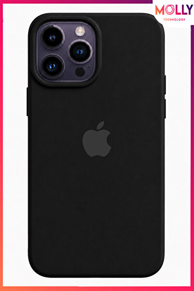 Molly iPhone 14 PRO MAX İçin Siyah Lansman Soft İçi Kadife Mat Silikon Kılıf