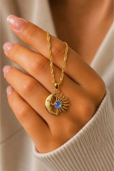 CAXBERN Moon Star Sun Necklace – Elegant Radiance