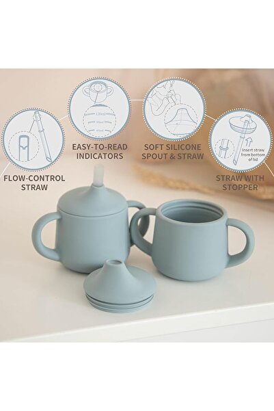 Moonkie Silicone Baby Sippy Cups | 3 Stages Training Cup Straw Cup for Infants Toddlers and Kid | 4