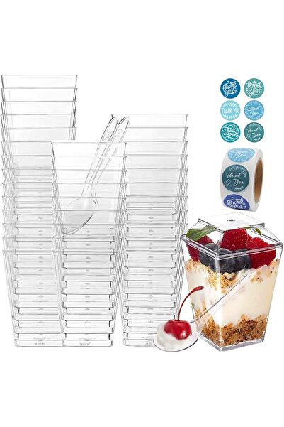 GENERAL 50 Plastic Dessert Cups, 5 oz (about 150g) Clear Plastic Dessert Cups...