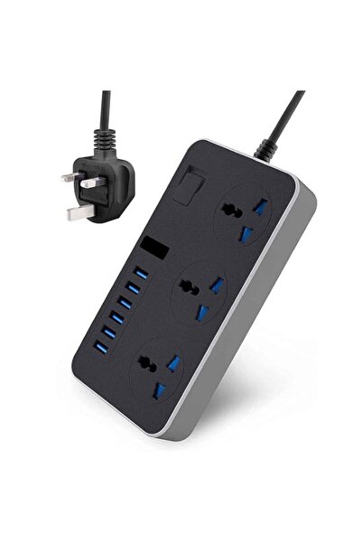 Generic BEONE Extension Lead Cord, 2 Meter Power Strip Plug Adapter with 6 Wa...